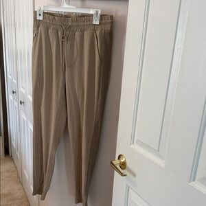 Athleta Khaki Tan Jogger Pants with Drawstring Waist
